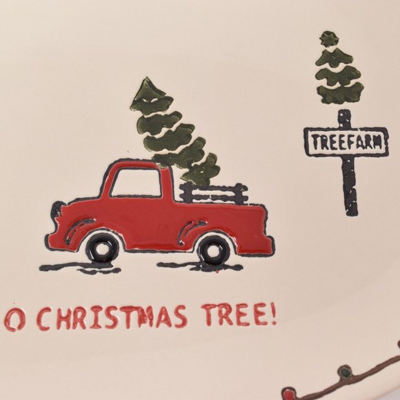 Potters Studio O Christmas Tree Farm Serving Dish Red Truck Holidays Party Table - Picture 2 of 8